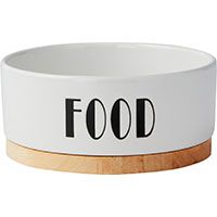 Frisco Ceramic Food Dog & Cat Bowl with Wood Base.