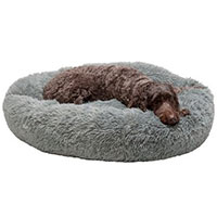 FurHaven Calming Cuddler Long Fur Donut Bolster Dog Bed.