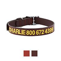 GoTags Leather Personalized Dog Collar.