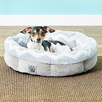 Round Shearling Bolster Dog Bed.