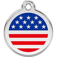 USA Flag Personalized Stainless Steel Dog Tag.