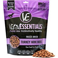 Vital Essentials Turkey Mini Nibs Freeze-Dried Dog Food.